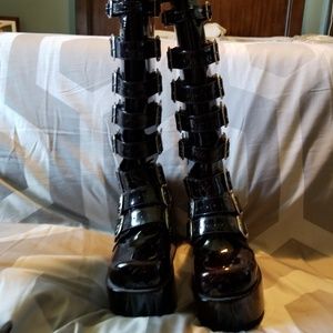 Demonia black platform boots, size 6
